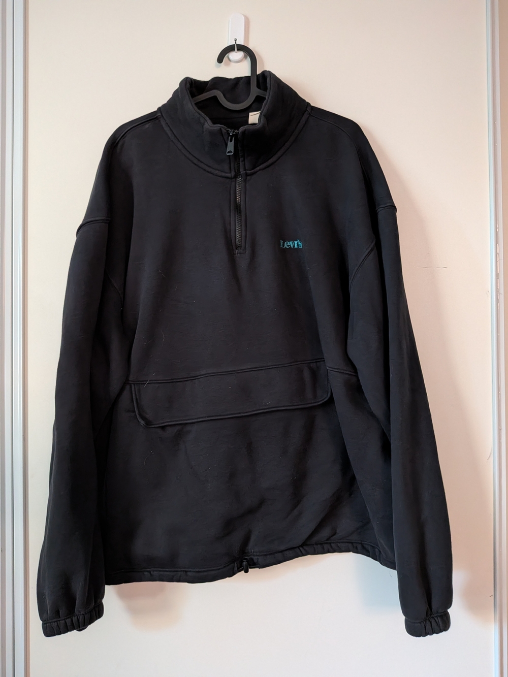 Levi's Black Quarter-Zip Pullover with Kangaroo Pocket